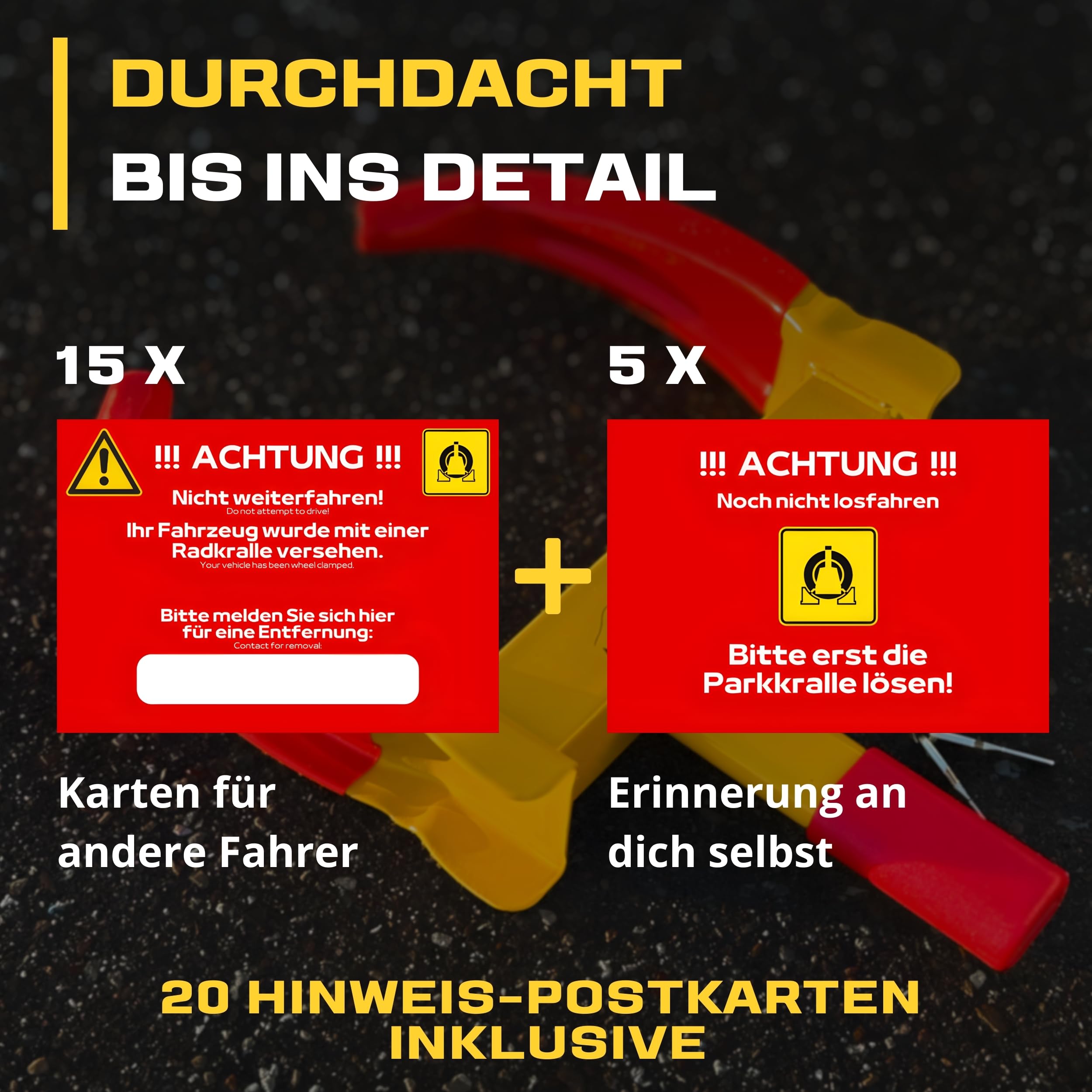 Parkkralle Radkralle für Anhänger, Auto, Wohnwagen, Wohnmobil, PKW, Wegfahrsperre Autokralle Reifenkralle mit Sicherheitsschloss + 3 Schlüssel, für 17-30cm breite Reifen, 1-Hand Bedienung