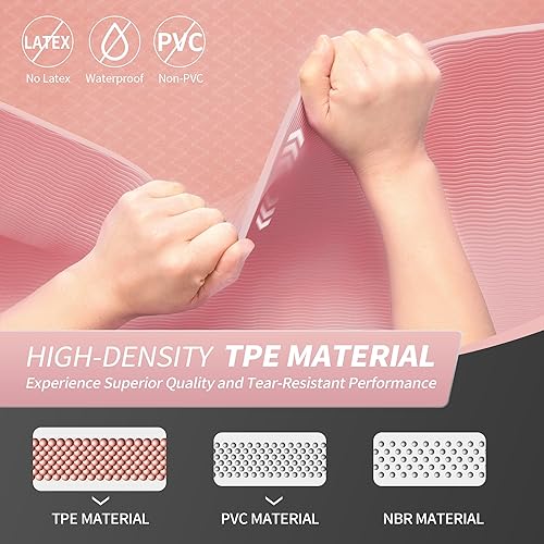 Vista 3 de CAMBIVO Tapete de yoga para mujeres, hombres y niños, 1/3, 1/4 y 2/5 pulgadas, extra grueso, antideslizante, 72 x 24 pulgadas, tapete de yoga