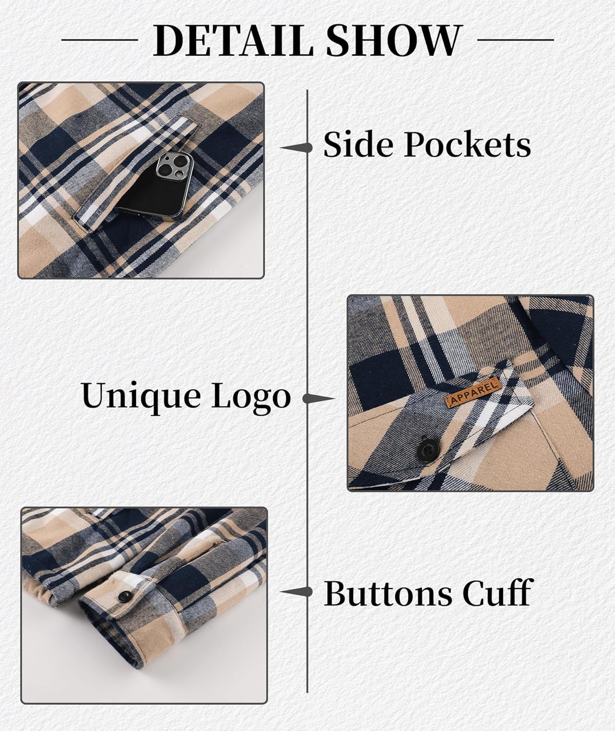 SWISSWELL Mens Sherpa Lined Fleece Shirts Jacket Plaid Flannel Zip Up Hoodies Heavyweight Winter Warm Coat with Pocket - Image 5