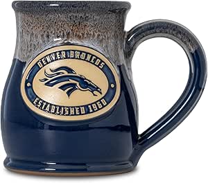 NFL Football Denver Broncos 14 oz Two-Tone Tall Belly Mug, Handmade Large Ceramic Coffee Mug With Team Logo for True Fans, Premium Deneen Pottery Made in USA