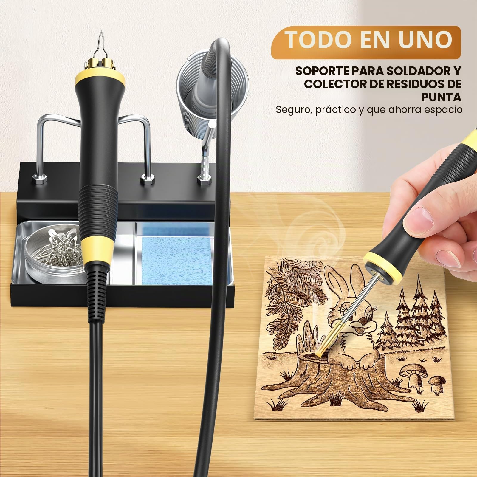 Kit de Quemado de Madera Actualizado con 3 Lápices, 30 Puntas de Alambre y 7 Puntas Sólidas, Herramienta de Pirograbado con Pantalla Digital de Temperatura para Obras de Arte de Pirograbado