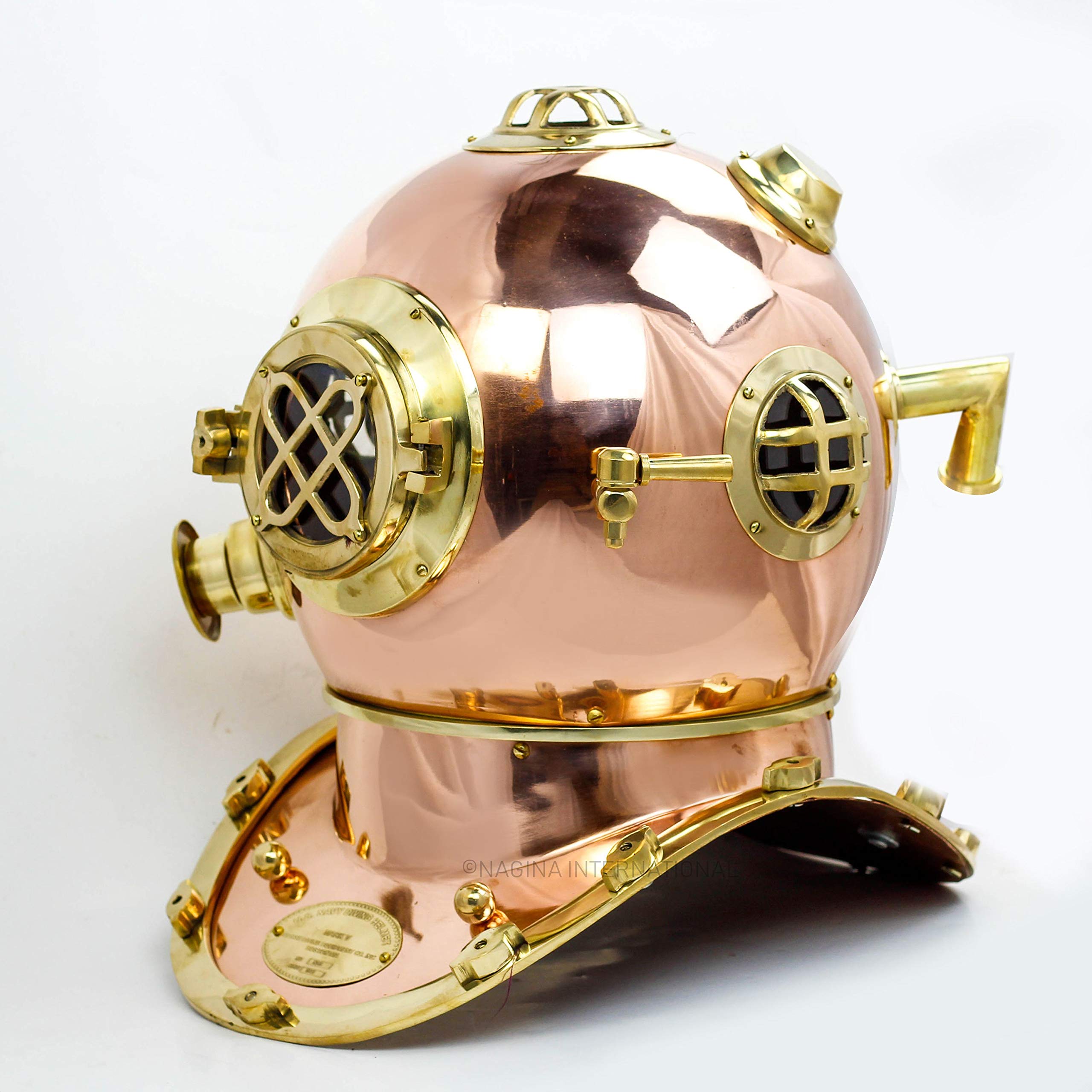 Casco náutico de buceo de 12 pulgadas | Casco decorativo de barco marítimo | Nagina International (12 pulgadas, cobre pulido)