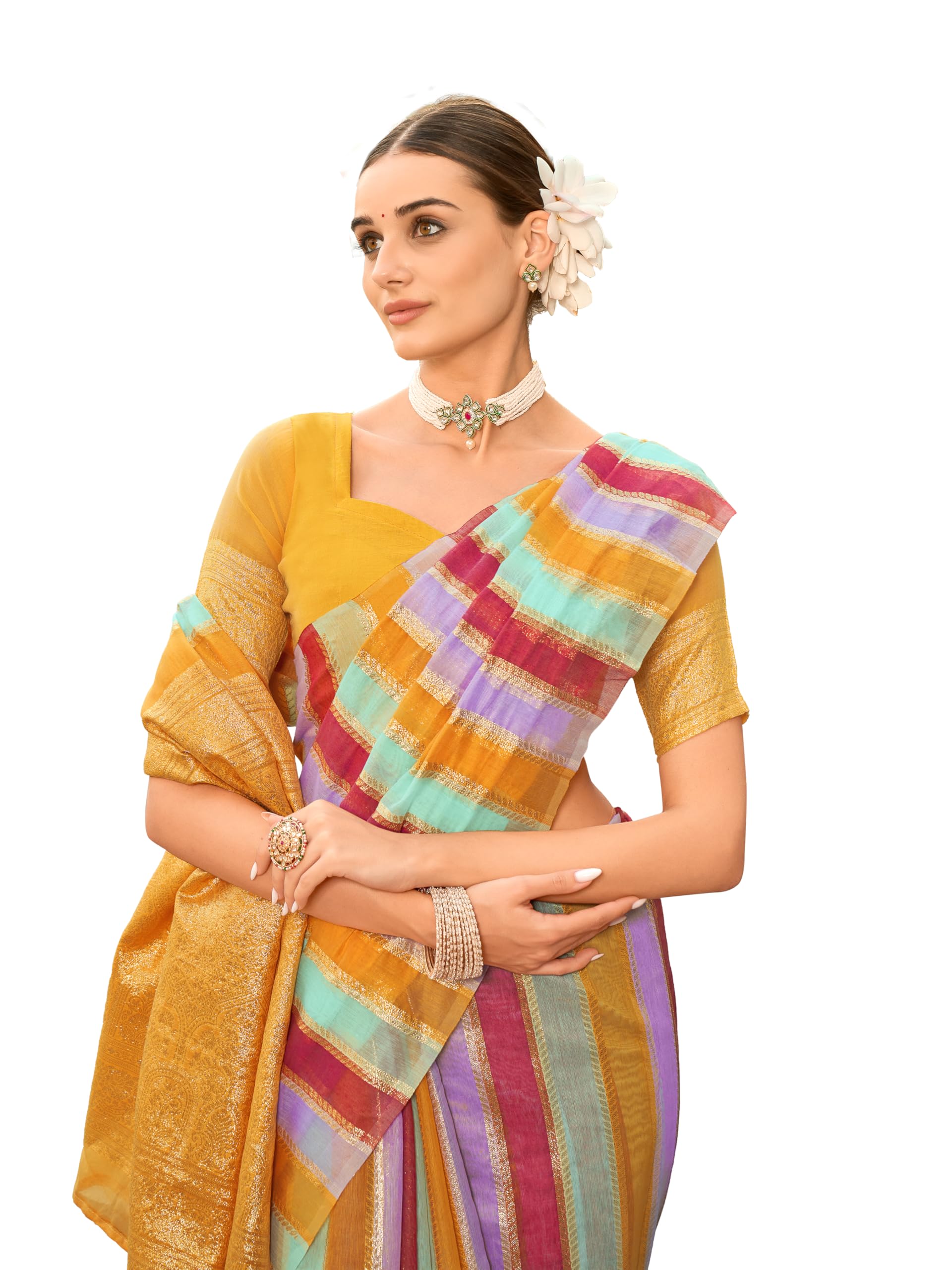 Glory Sarees Women's Sambalpuri Woven Jacquard Cotton Silk Saree With Blouse Piece (Sambalpurisarees101_Orange)