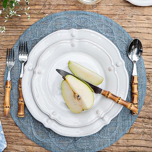 Miniatura 10 de Juliska - Berry  Thread - Juego de 16 piezas de lavado blanco acampanado - Cerámica blanca vajilla - Platos de cena platos de ensalada cuencos y