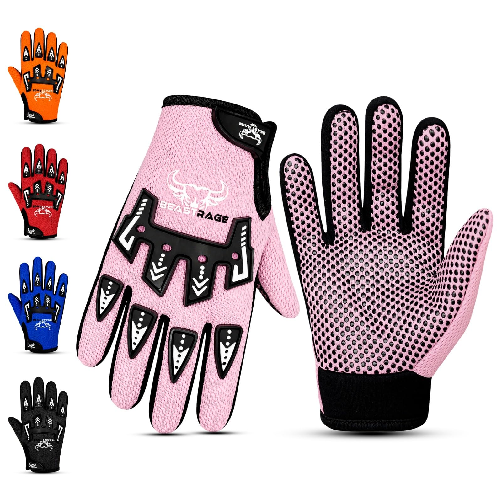 BEAST RAGE Kinder-Fahrradhandschuhe – Motocross- und BMX-Fahrradhandschuhe für Jungen und Mädchen, Rutschfester Griff, atmungsaktive, leichte Dirtbike- und Motorradhandschuhe für Kinder