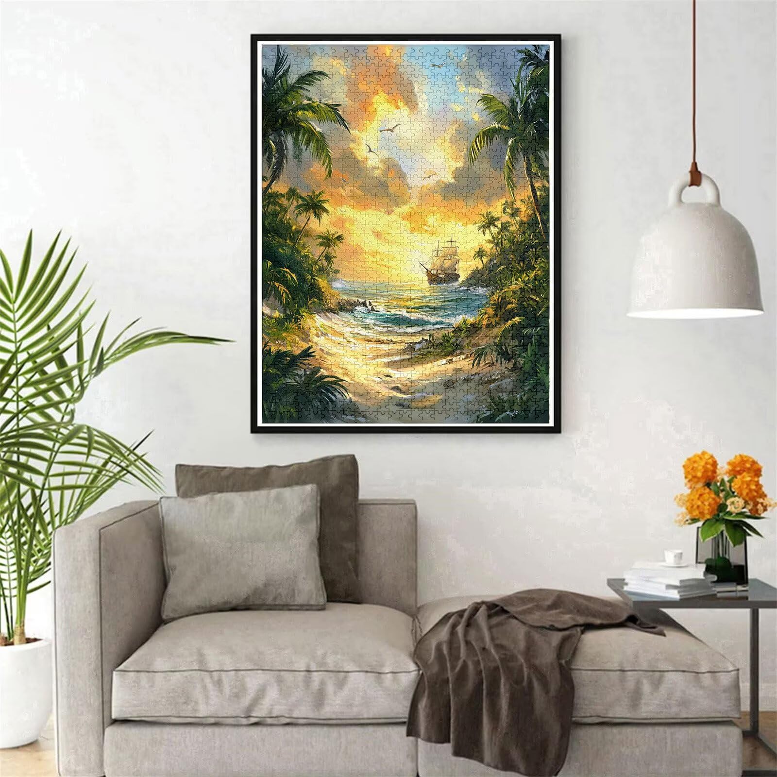 Puzzle 3000 elementów dla dorosłych 3000 elementów, puzzle oceaniczne, gry edukacyjne, drewniane puzzle, drzewo kokosowe, prezenty dla nastoletnich chłopców w wieku 14-16 lat, 122 x 81 cm, g-725