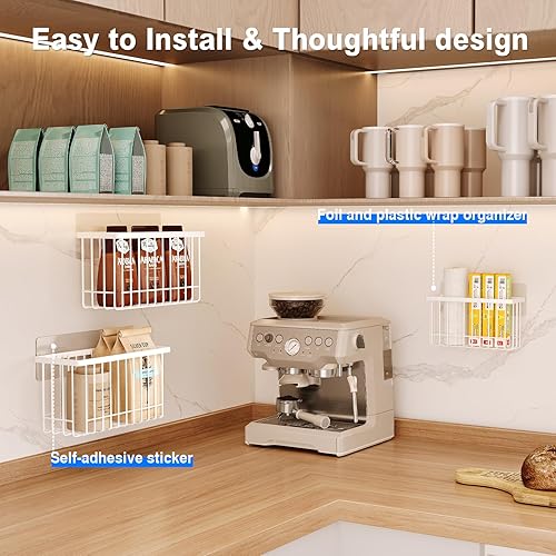 Miniatura 4 de Paquete de 3 organizadores adhesivos para puertas de gabinete, organizadores de tapa dentro del gabinete, contenedor de alimentos, organizador de