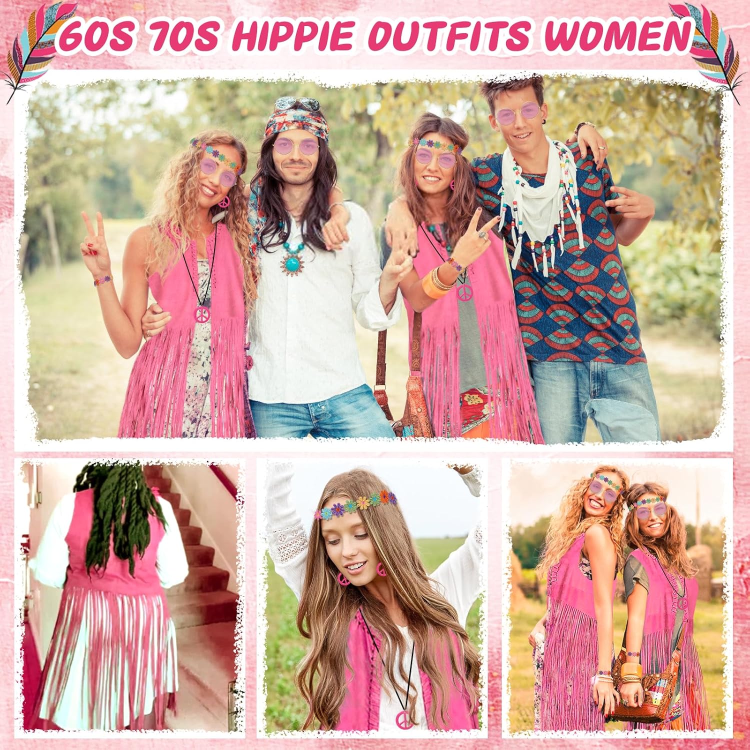 60s 70s Outfits for Women Disco Hippie Costume Clothes Woman Cowgirl 70s Costume Tops Women Fringe Hippie Vest Brown - Image 7
