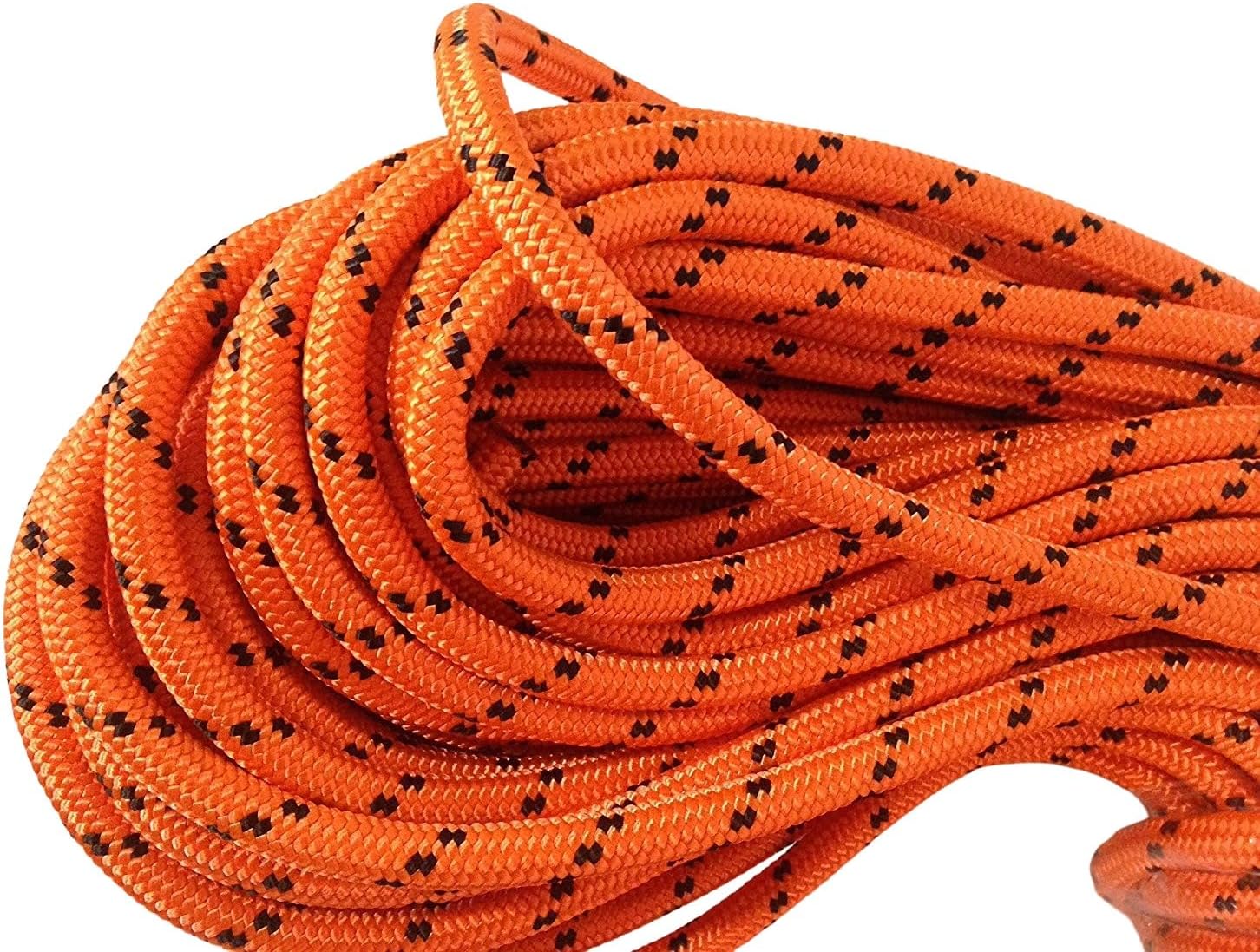 1/2” x 200 ft Double Braid Polyester Arborist Rigging Rope – Heavy-Duty, UV Resistant, Blue Ox Rope, Made in USA, Orange