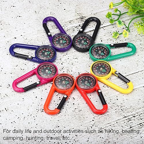 Miniatura 5 de PATIKIL Brújula de llavero, brújula de campamento de bolsillo con hebilla para senderismo al aire libre, caza, viajes