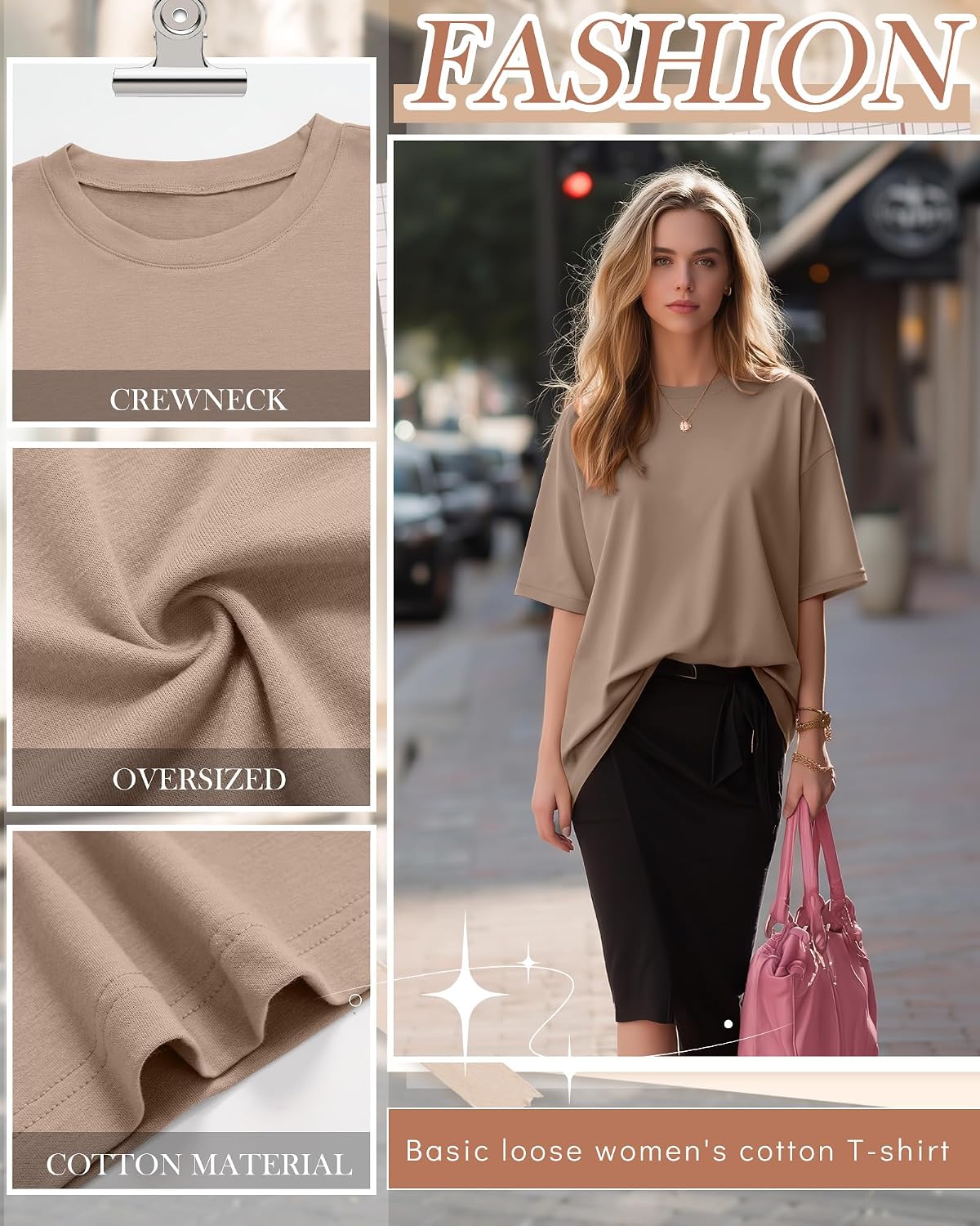 4 Pack Women's Oversized T Shirts Short Sleeve Cotton Crewneck Baggy Workout Tops Loose Fit Summer Basic Tees