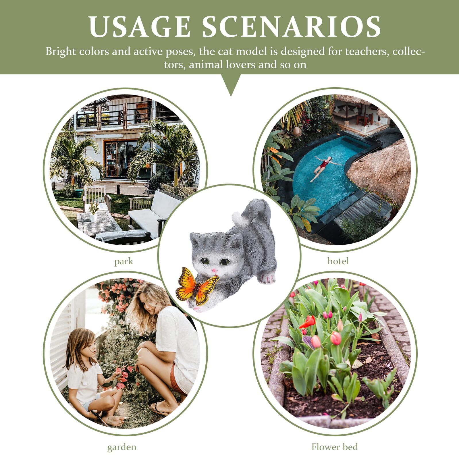 VALICLUD Lebensechte Katzenfigur aus Kunstharz Dekorative Simulation mit Realistischer Form für Garten und Raumgestaltung Einzigartige Katzen Dekofigur für Sammler und Lehrer
