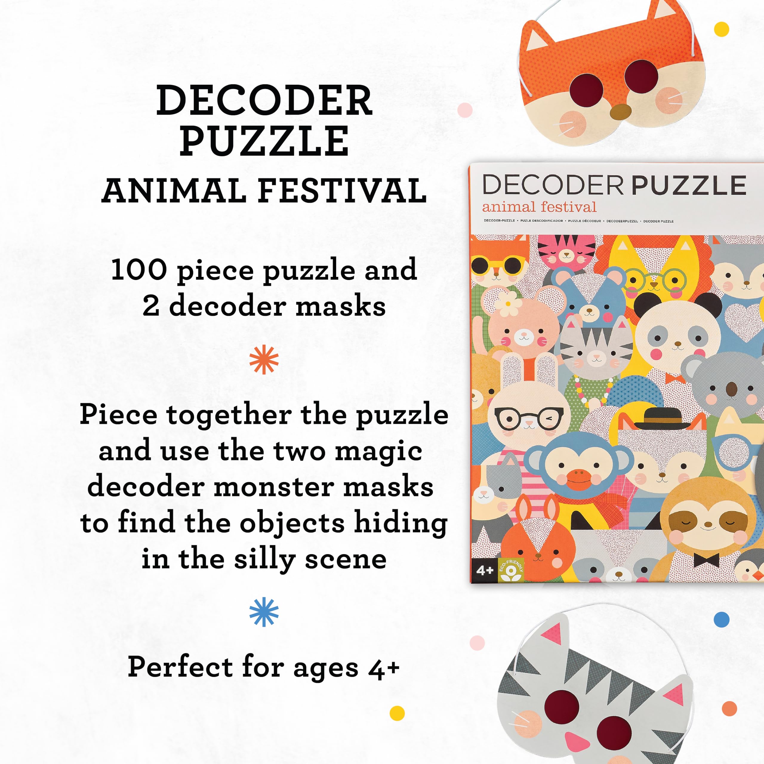 Petit Collage Animal Festival Decoder Children's Puzzle, 100-Pieces - Jigsaw Puzzle for Kids - Includes Glasses to Uncover Hidden Objects - Animal Puzzle for Ages 4+, Makes a Great Gift Idea - Image 4