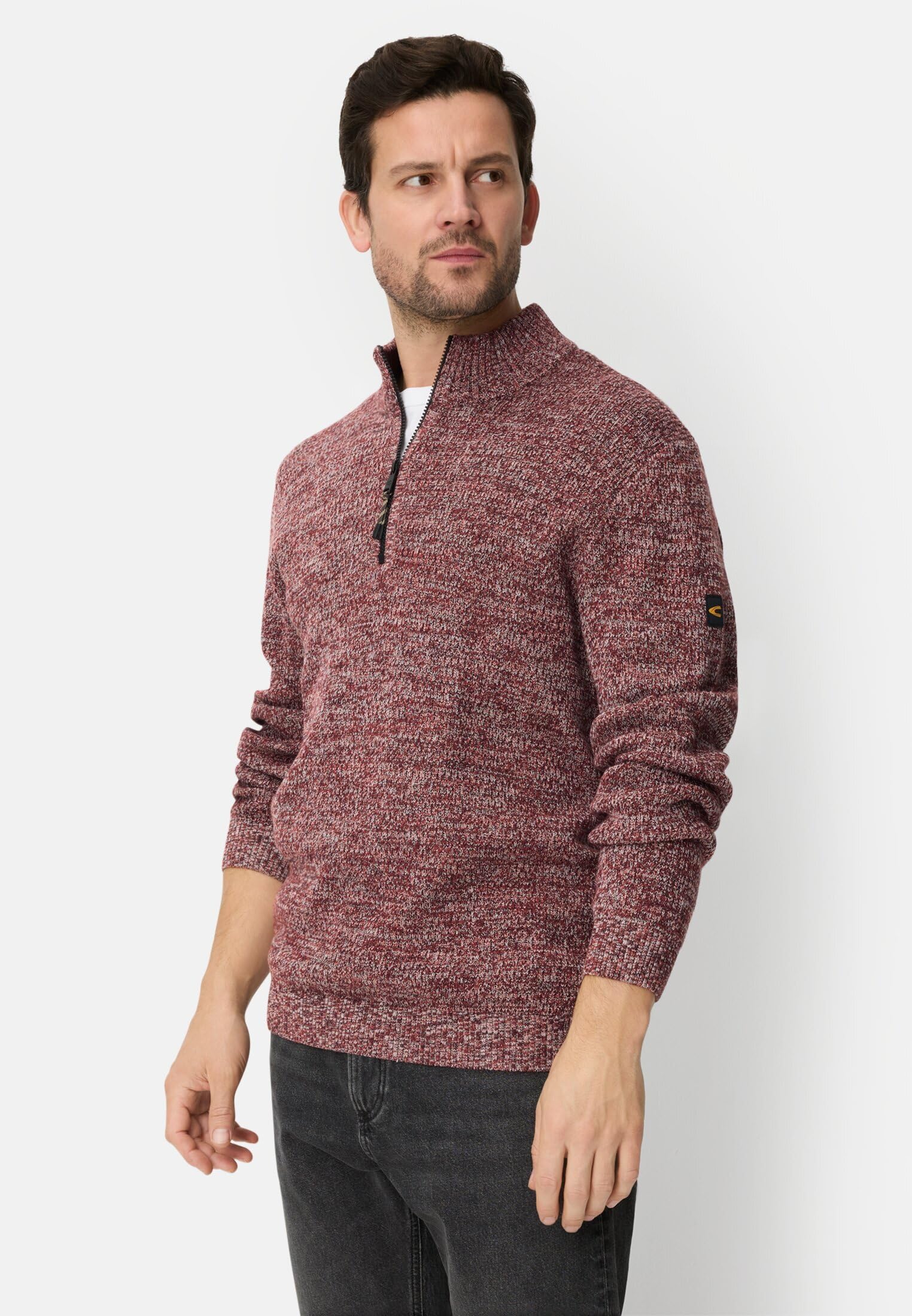 camel active Herren Strick-Troyer mit melierter Struktur