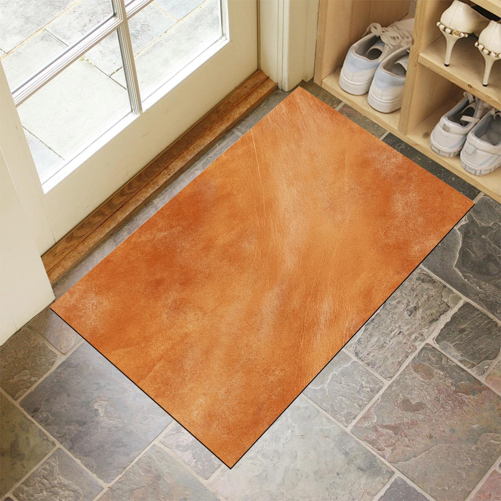 Alfombras Suaves y esponjosas,Textura Natural para Interiores, Antideslizantes Lavables,90 x 150 cm para Interiores Puerta Delantera Entrada Pasillo - Naranja