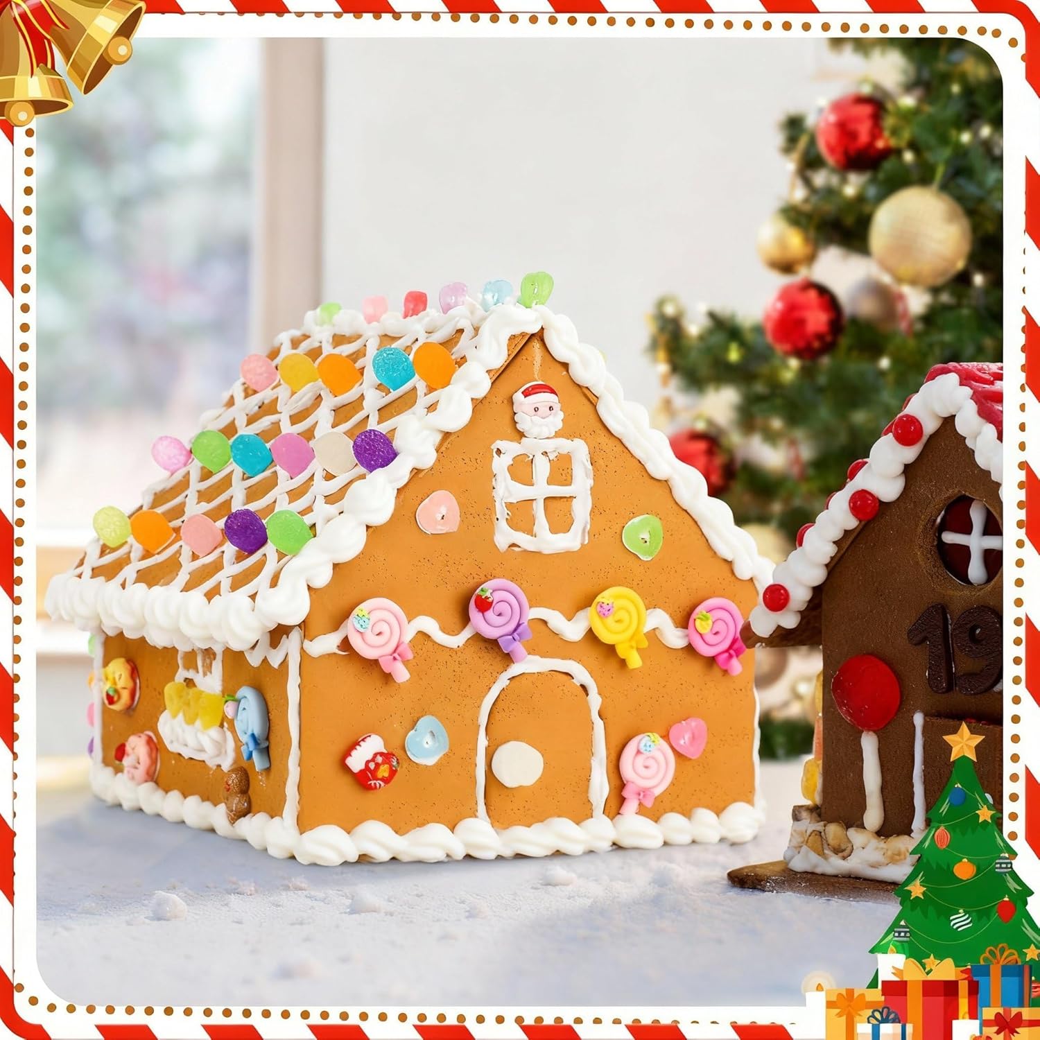 Weysat Large Gingerbread House Kit: 131 Pcs Holiday Cookie Decorating Kit - 8 Inch Easy to Assemble Christmas Gingerbread House Craft Creative Build & Gift for Xmas DIY Fun Party Favor Decor