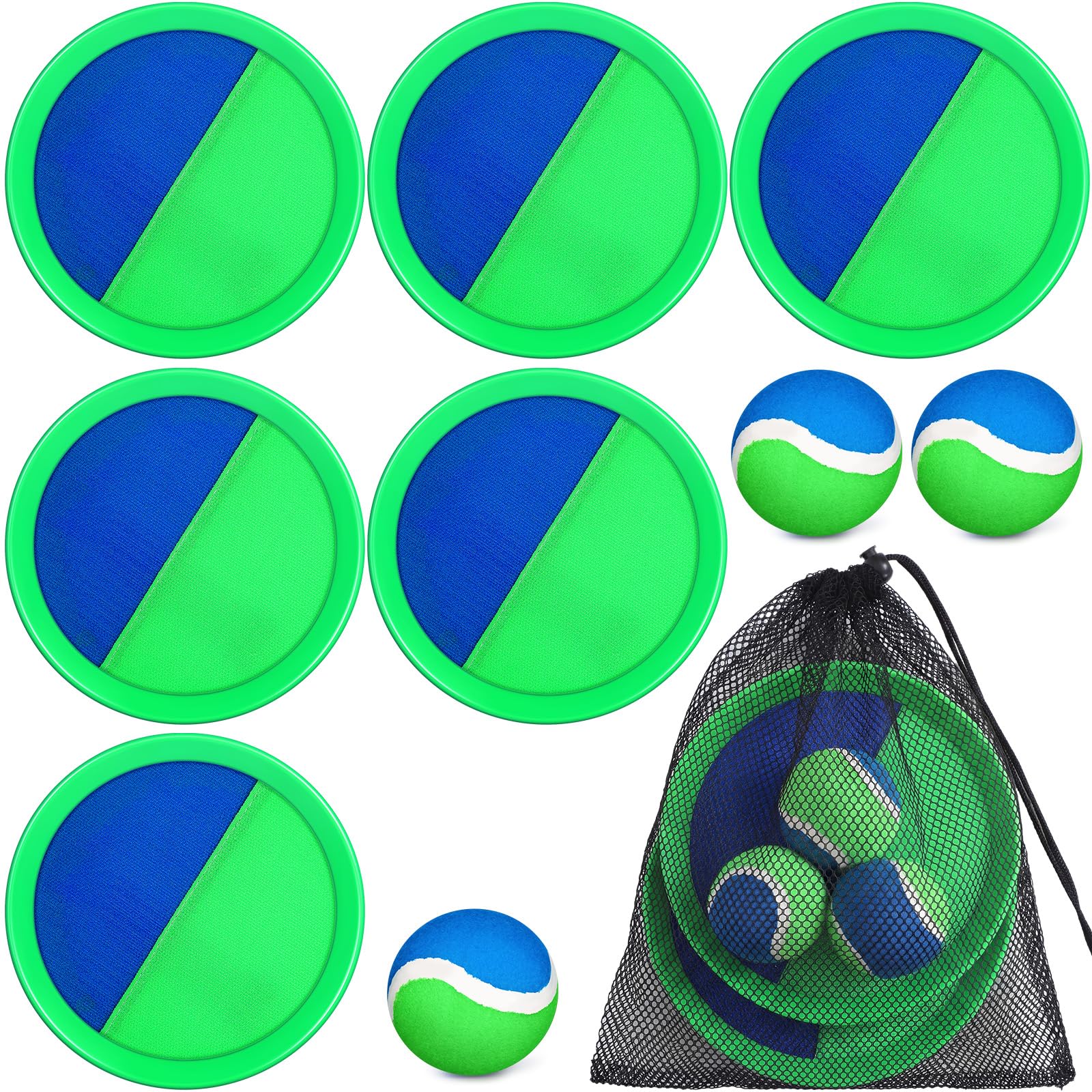 Charniol Kids Toss and Catch Game,Blue,Green,6 Paddles 3 Balls