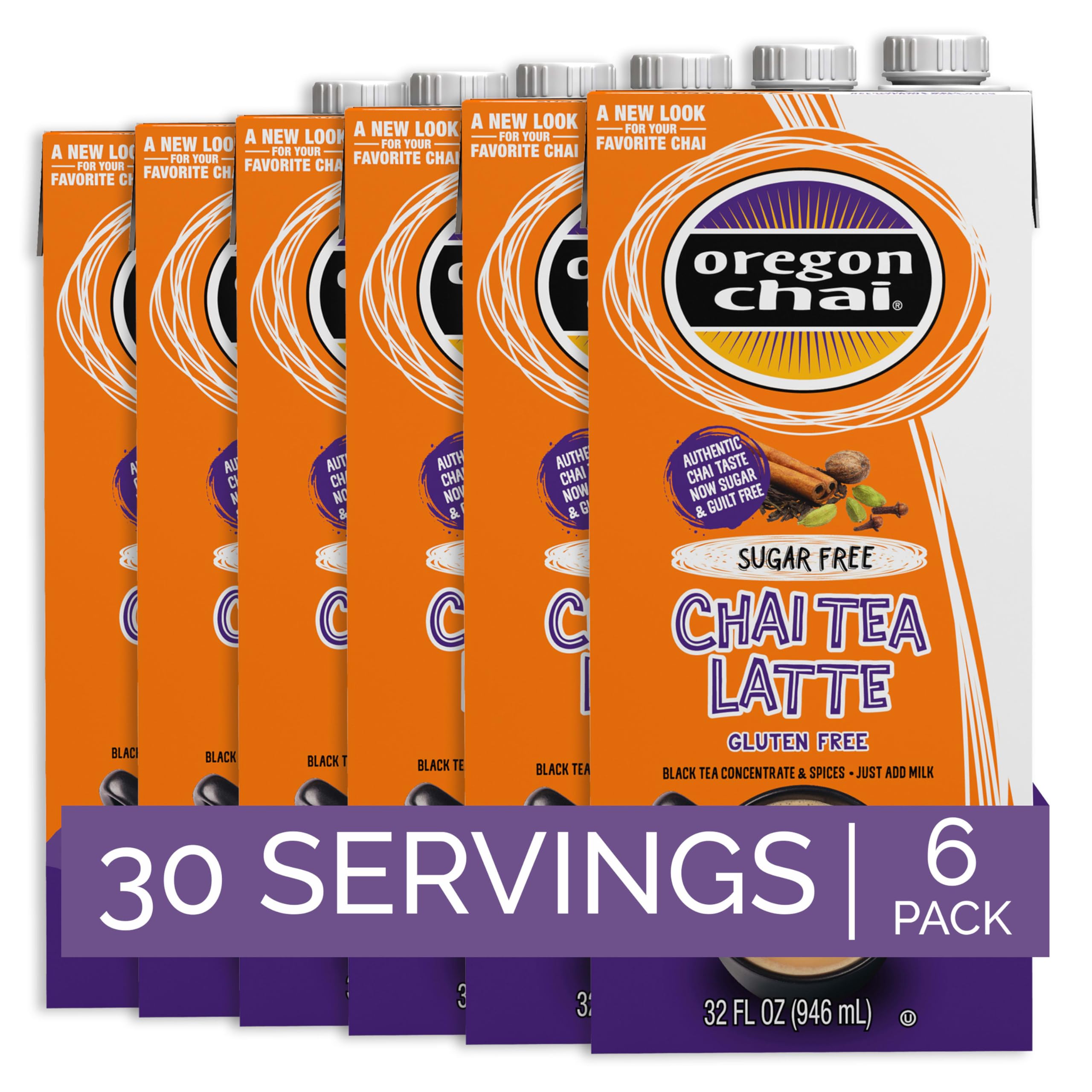 Oregon Chai Sugar Free Chai Tea Latte Concentrate, 32-Ounce Boxes (Pack of 6) by Oregon Chai