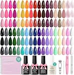 Beetles Gel Nail Polish, 36 Colors Palette Green Brown Pink Yellow Blue Nude Glitter Color Gel Polish with Base Matte& Glossy Top Coat Soak Off All Seasons Gift for Women Girls