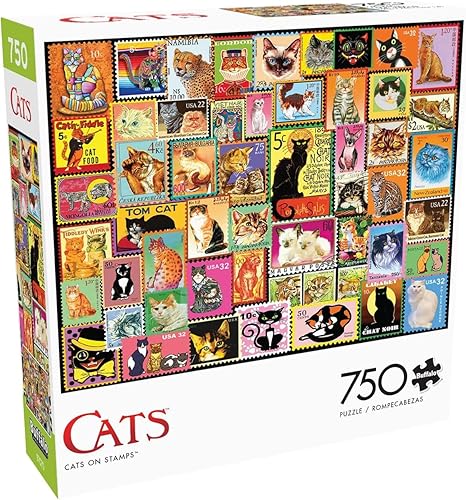 Buffalo Games - Gatos en Sellos - Rompecabezas de 750 piezas para adultos, rompecabezas desafiante perfecto para noches de juego - Tamaño acabado