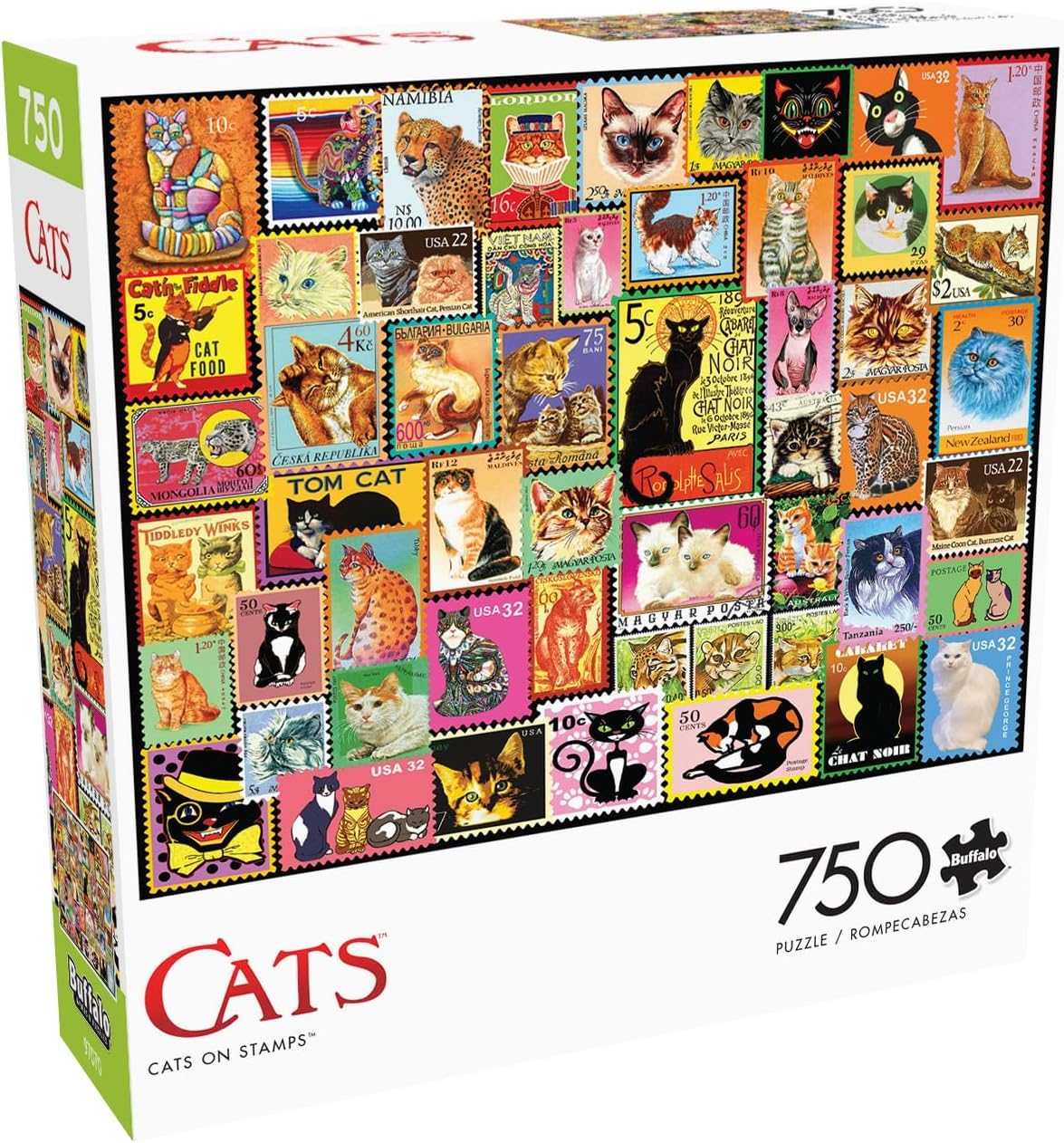 Buffalo Games - Cats on Stamps - 750 Piece Jigsaw Puzzle for Adults Challenging Puzzle Perfect for Game Nights - Finished Size 24.00 x 18.00