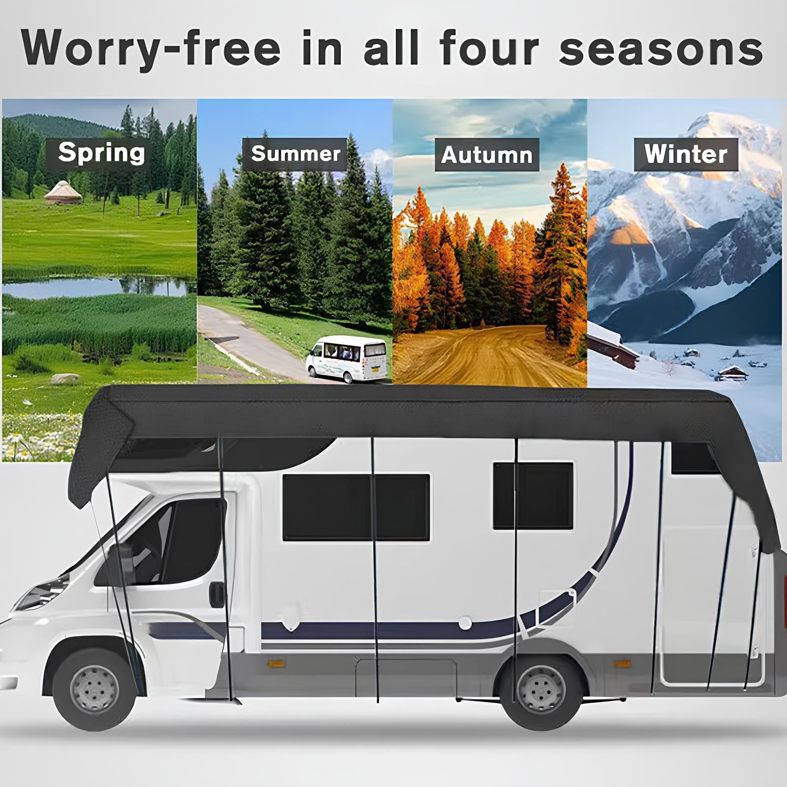 Telo Universale 210D Per Caravan Universale, Telo Copri Coperture Antigrandine Per Camper, Autocaravan, Van, Furgone(Gray,1300x300cm/42.7x9.8ft)