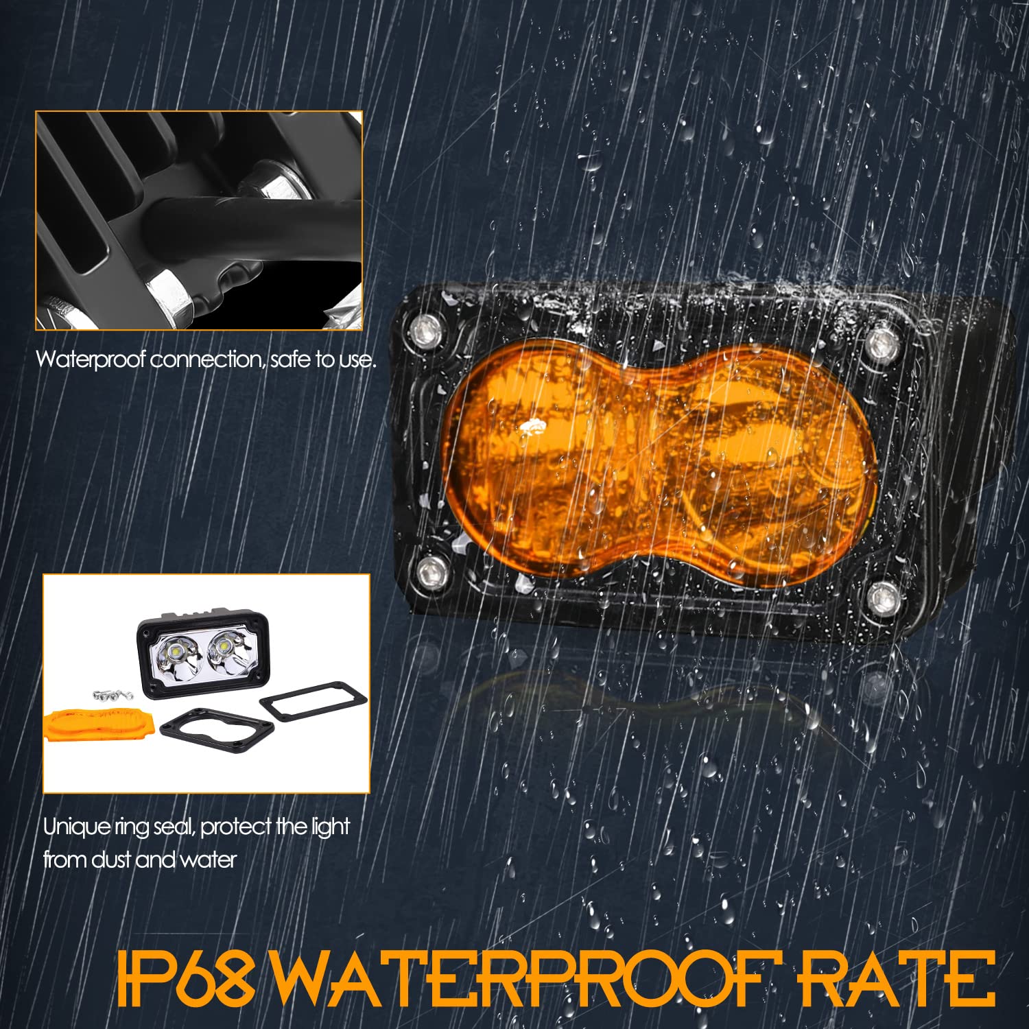 3インチ 40W 防水 アンバー フォグライト POD ライト オフロード ドライビング ライト ワーク 補助 ライト バンパー ライト 適用: UTV AL-RR-7169 AL 3インチ 40W 防水 アンバー + ホワイト フォグライト POD ライト オフ