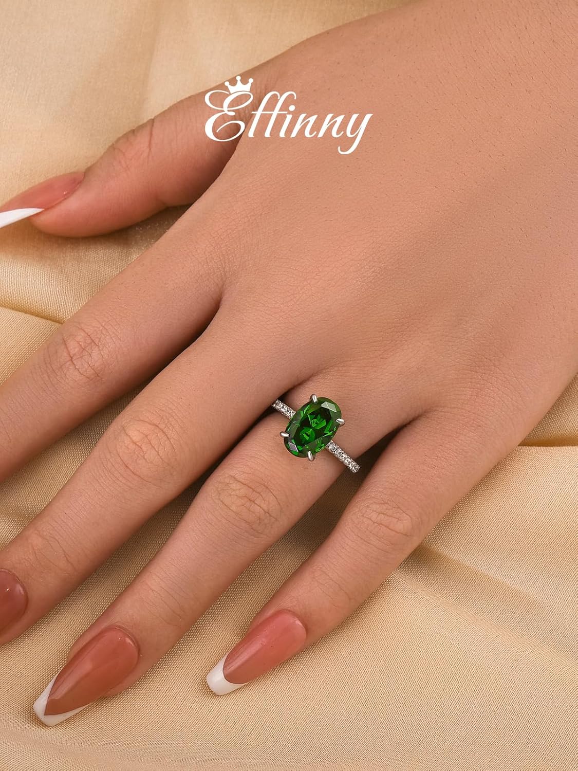 3.5ct Green Oval Engagement Ring for Women,925 Sterling Silver Promise Ring - Image 4