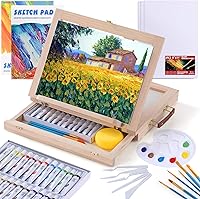 54-Piece Watercolor Paint Set with Portable Tabletop Easel - Complete Beginner Art Kit with Paints, Canvases, Brushes for Kids & Adults