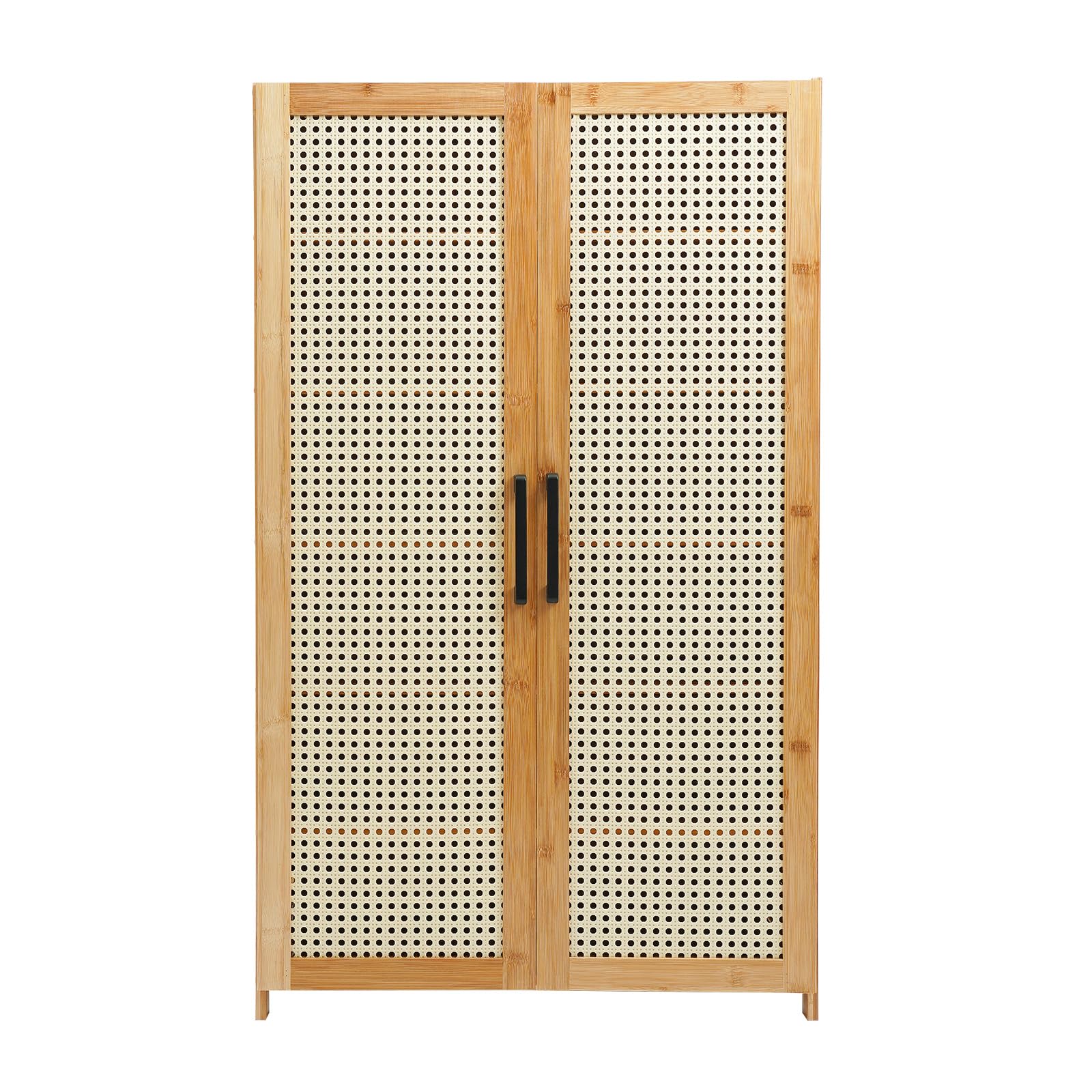 Scarpiera in bambù, scarpiera in rattan con 2 ante, 6 livelli