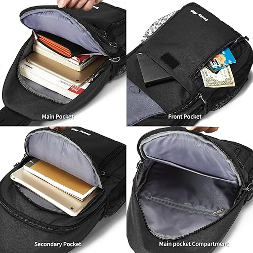 Miniatura 5 de Seoky Rop Mochila tipo bandolera para hombres y mujeres, resistente al agua, bolsa cruzada para senderismo y viajes, Gris oscuro, Mochilas Sling