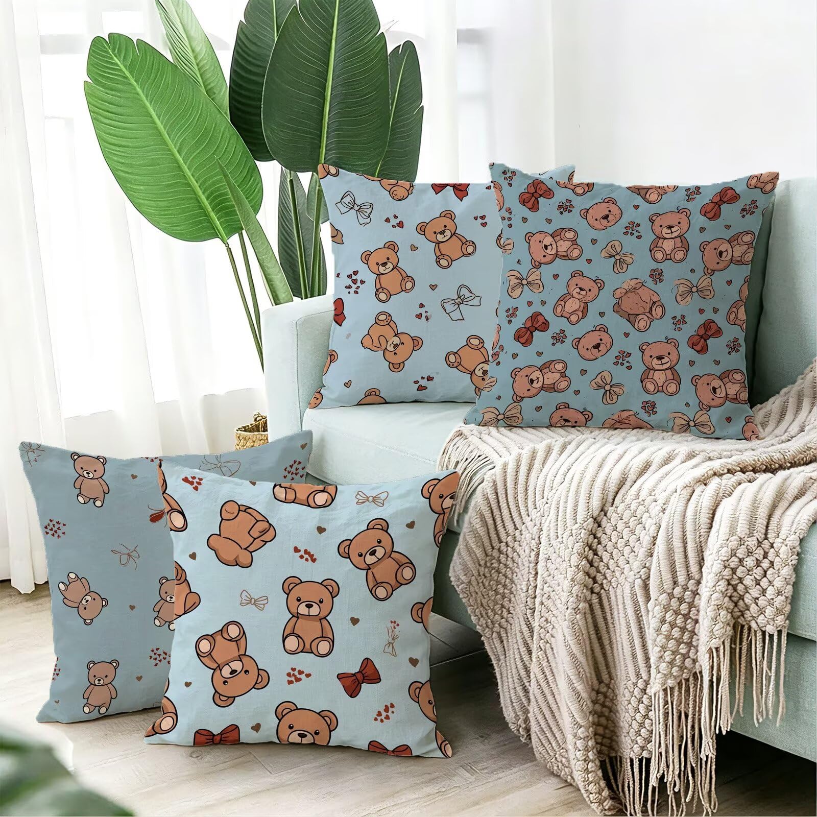 Cojines Exterior MarróN Funda Almohada 45x45cm Juego de 4, Cod-556