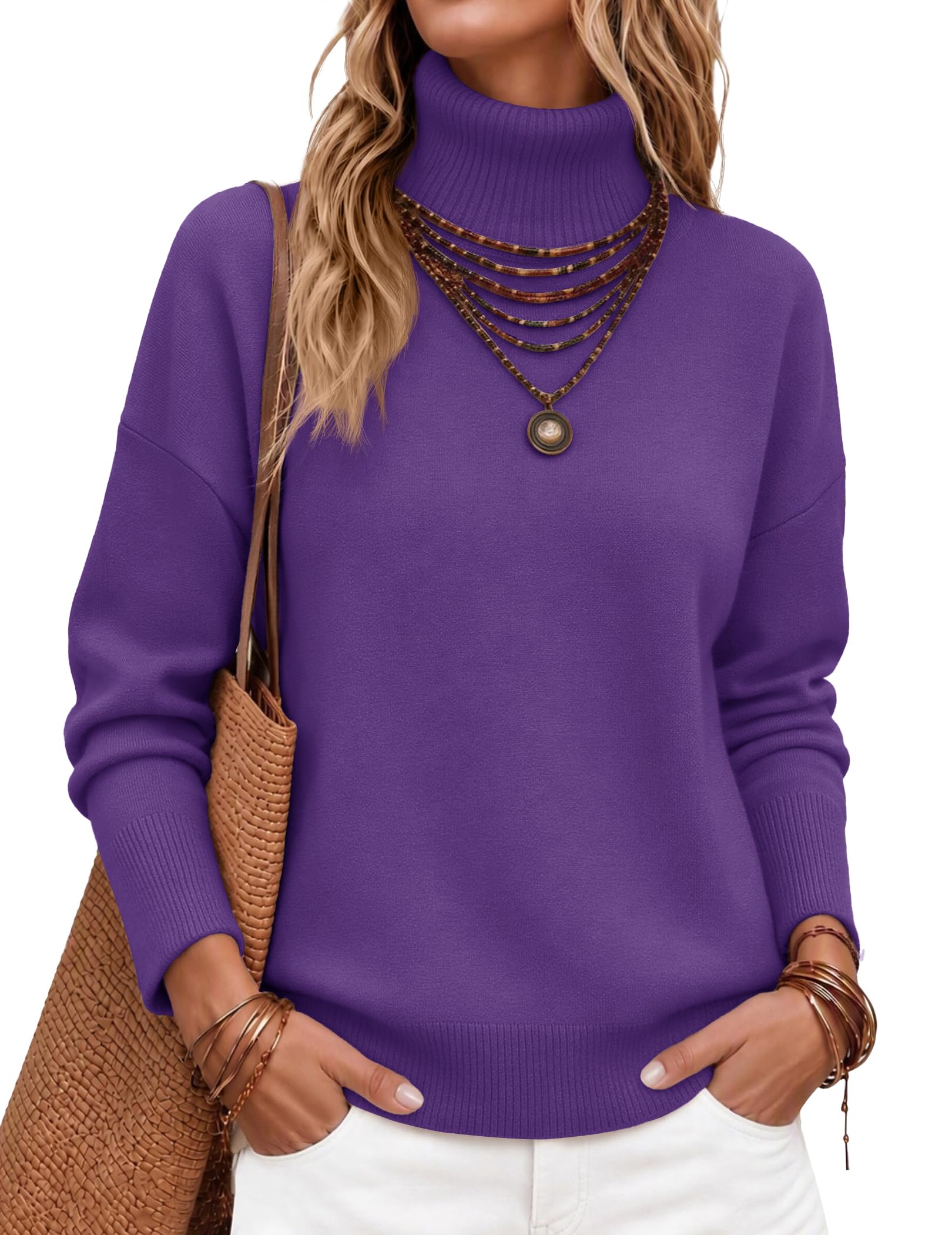 Zeagoo Women's Turtleneck Sweater 2026 Fall Winter Chunky Knitted Pullover