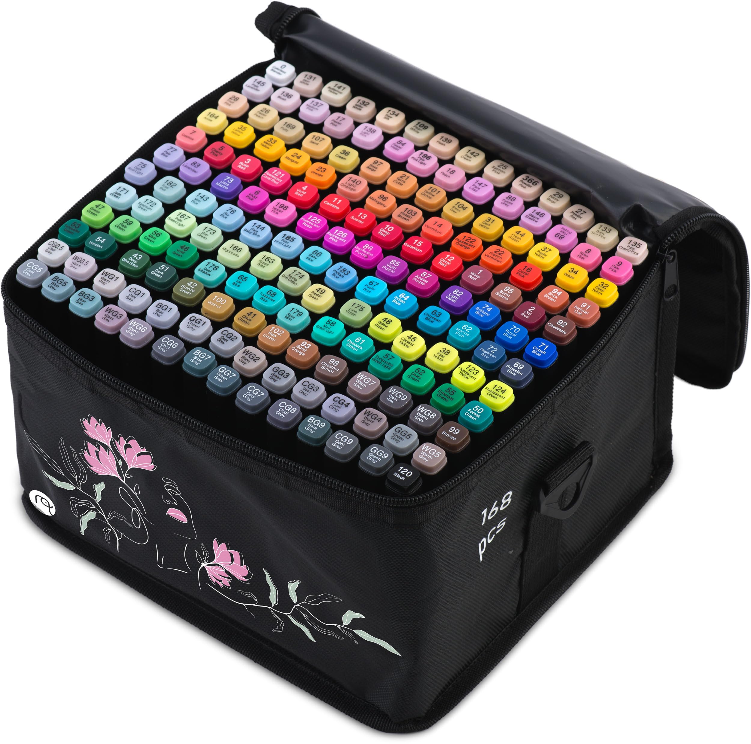 Nukido Lot de 168 marqueurs à alcool avec pochette double face étanches