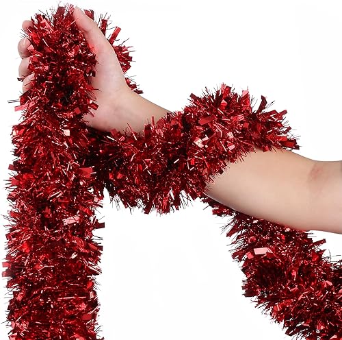 Miniatura 6 de Guirnalda de oropel de Navidad de 32.8 pies, guirnalda metálica colgante de oro brillante para decoración de árbol de Navidad, suministros de fiesta