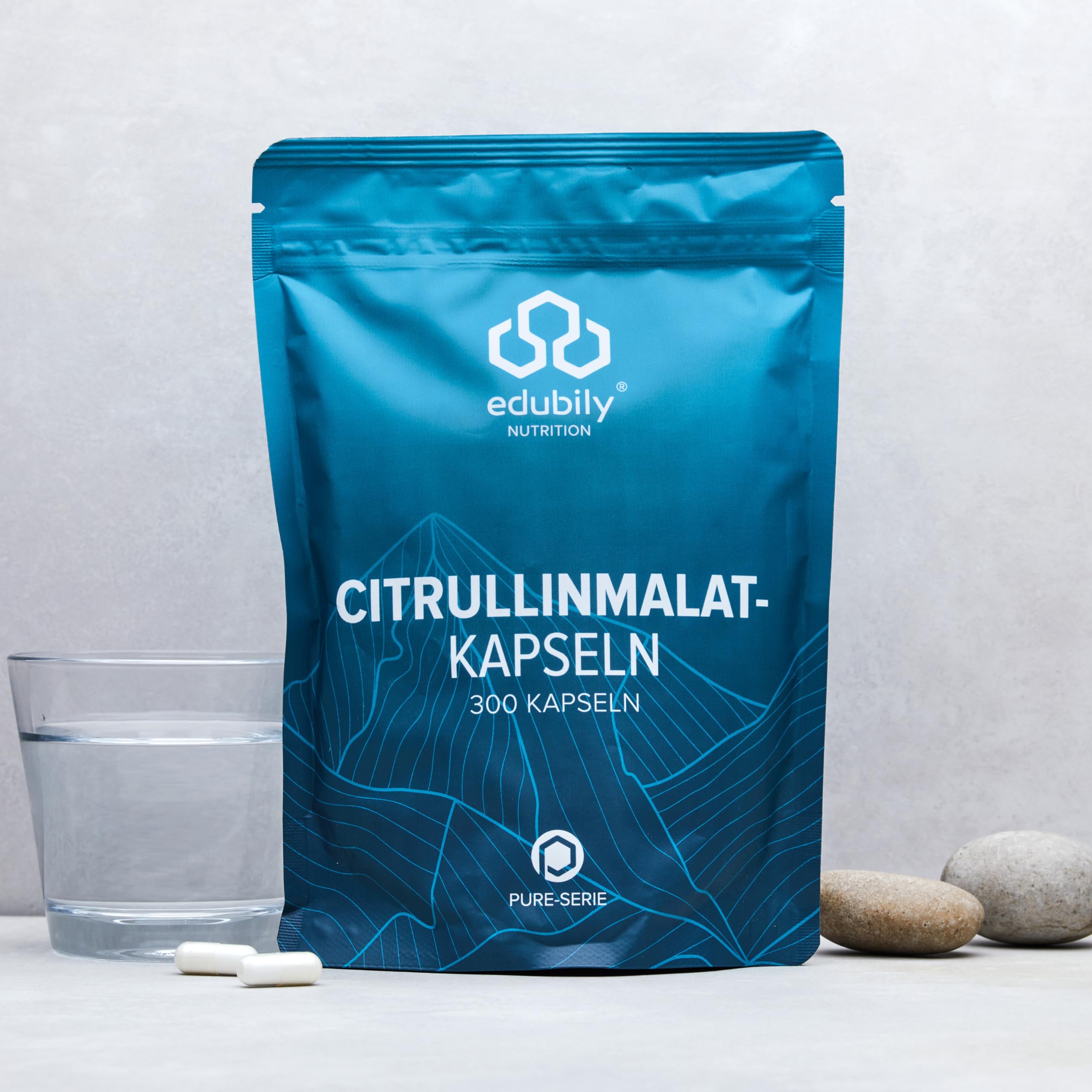 edubily® Citrullin Malat Kapseln - Pre-Workout Supplement - 2,9 g reines L-Citrullinmalat pro Kapsel - ohne Koffein (300 Kapseln)