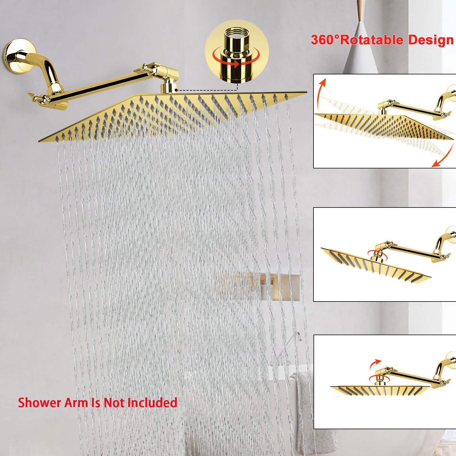Snapklik.com : NearMoon Rain Shower Head, High Flow Stainless Steel ...