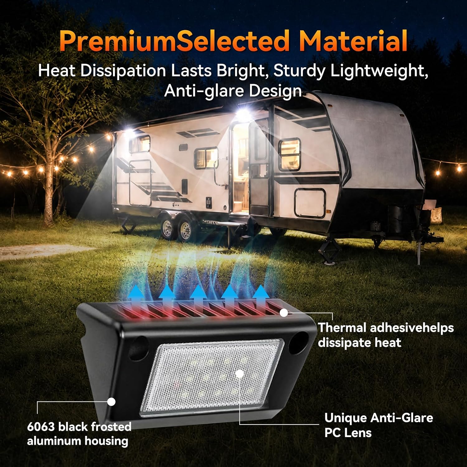 5Inch RV Porch Lights, RV Exterior Lights 1000LM, 9-32V Camper Exterior Awning Light, IP67 Waterproof Roof Rack Lights Fit for RV Trailer Truck Yard Garage, Pack of 2 (6010-5in) image 2