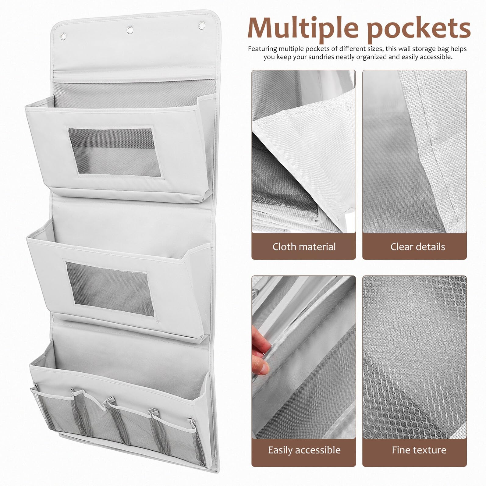 Organizer Appendibile da Porta in Tessuto Grigio Strati Portaoggetti con Tasche Multiple Resistente e Lavabile per Camera Soggiorno e Dormitorio