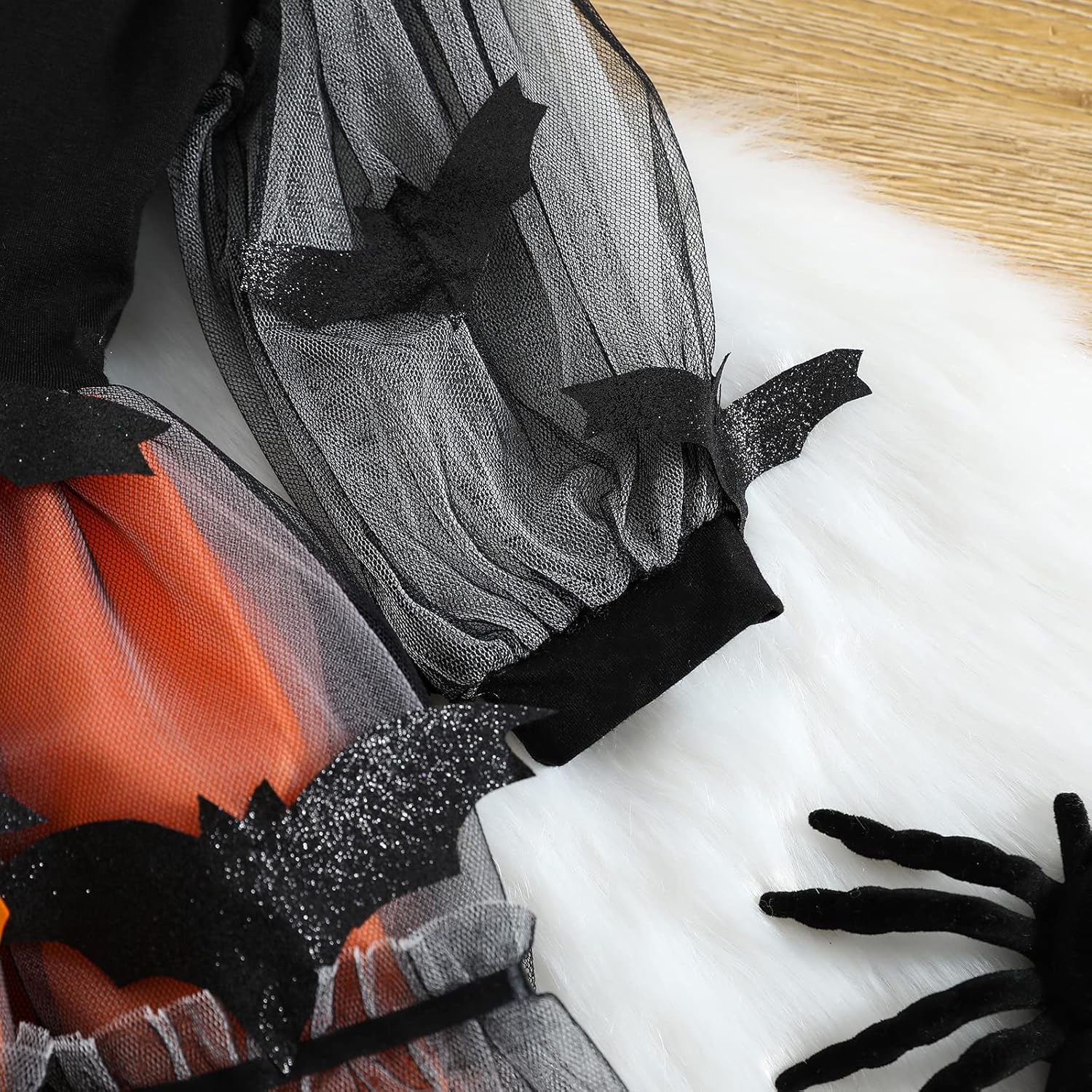 Kayotuas Toddler Baby Girl Halloween Outfit Pumpkin Bat Dress Long Sleeve Orange Tulle Tutu Skirt Cute Fall Halloween Clothes - Image 7
