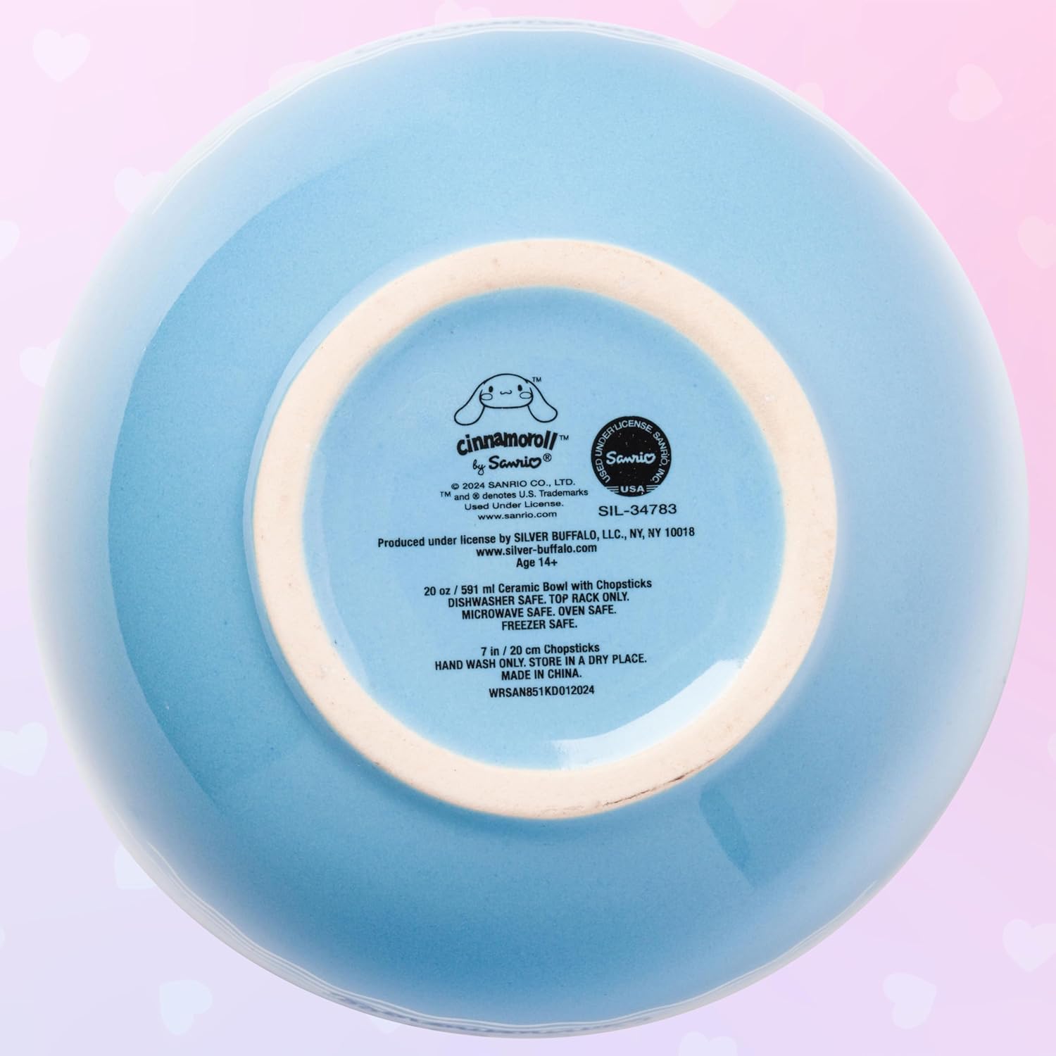 Silver Buffalo Hello Kitty and Friends Cinnamoroll Strawberry Ceramic Ramen Noodle Rice Bowl with Chopsticks, Microwave Safe, 20 Ounces - Image 9