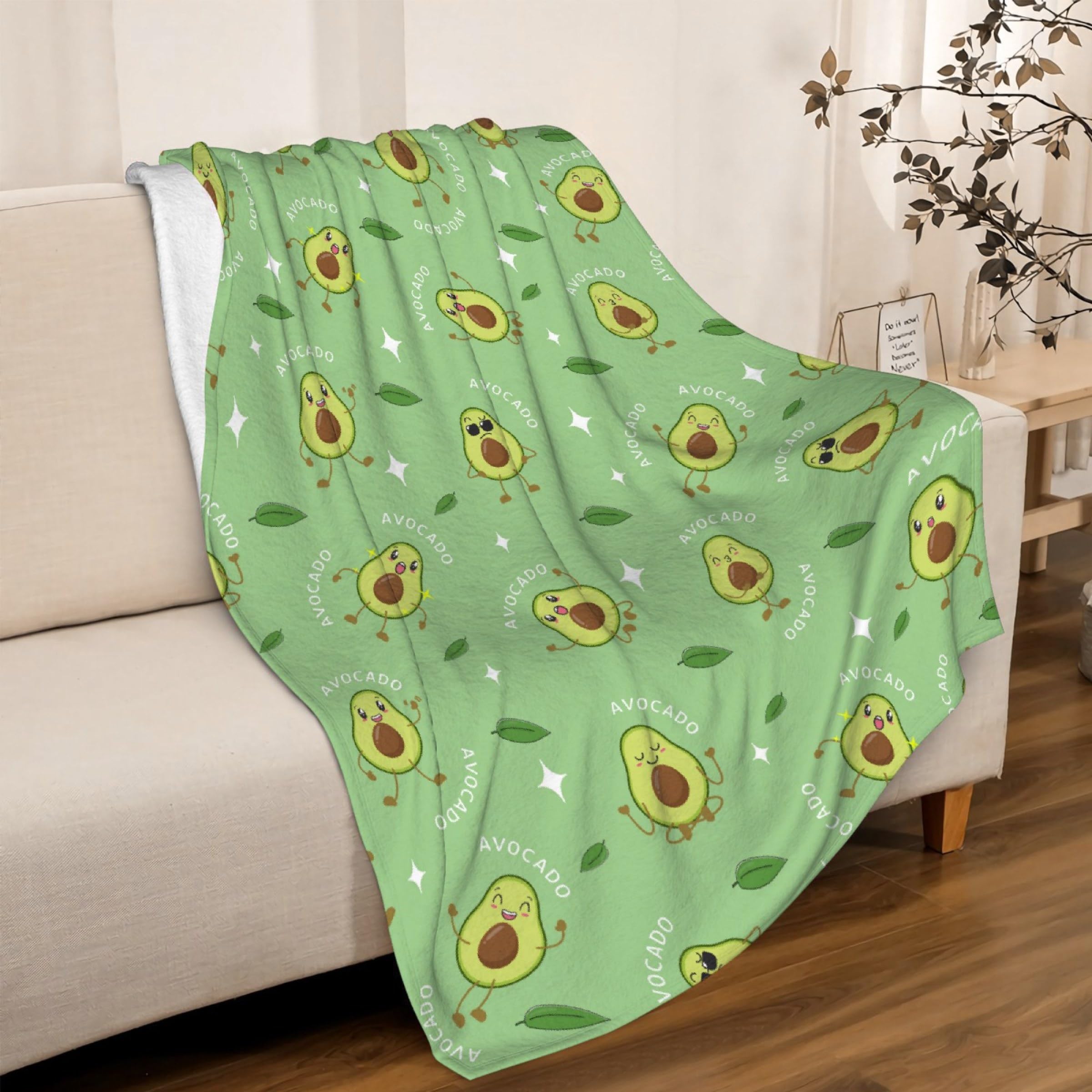 JOCASA Avocado Blanket Gifts Flannel Lightweight Soft Cozy Blankets Trows Bedding Kids Adult Couch Sofa Bedroom Camping Travel Girls Boys 50