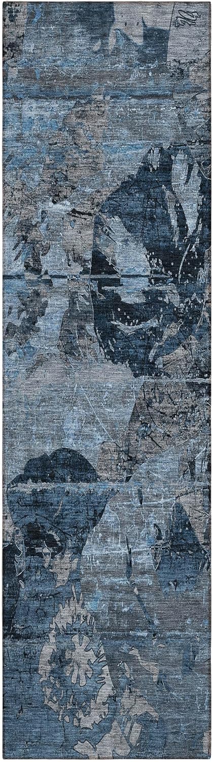 Chantille ACN555 Blue 2'3" x 7'6" Indoor Outdoor Hallway Runner Rug, Stain Resistant Washable Kitchen Area Carpet for Bathroom, Laundry and Bedroom