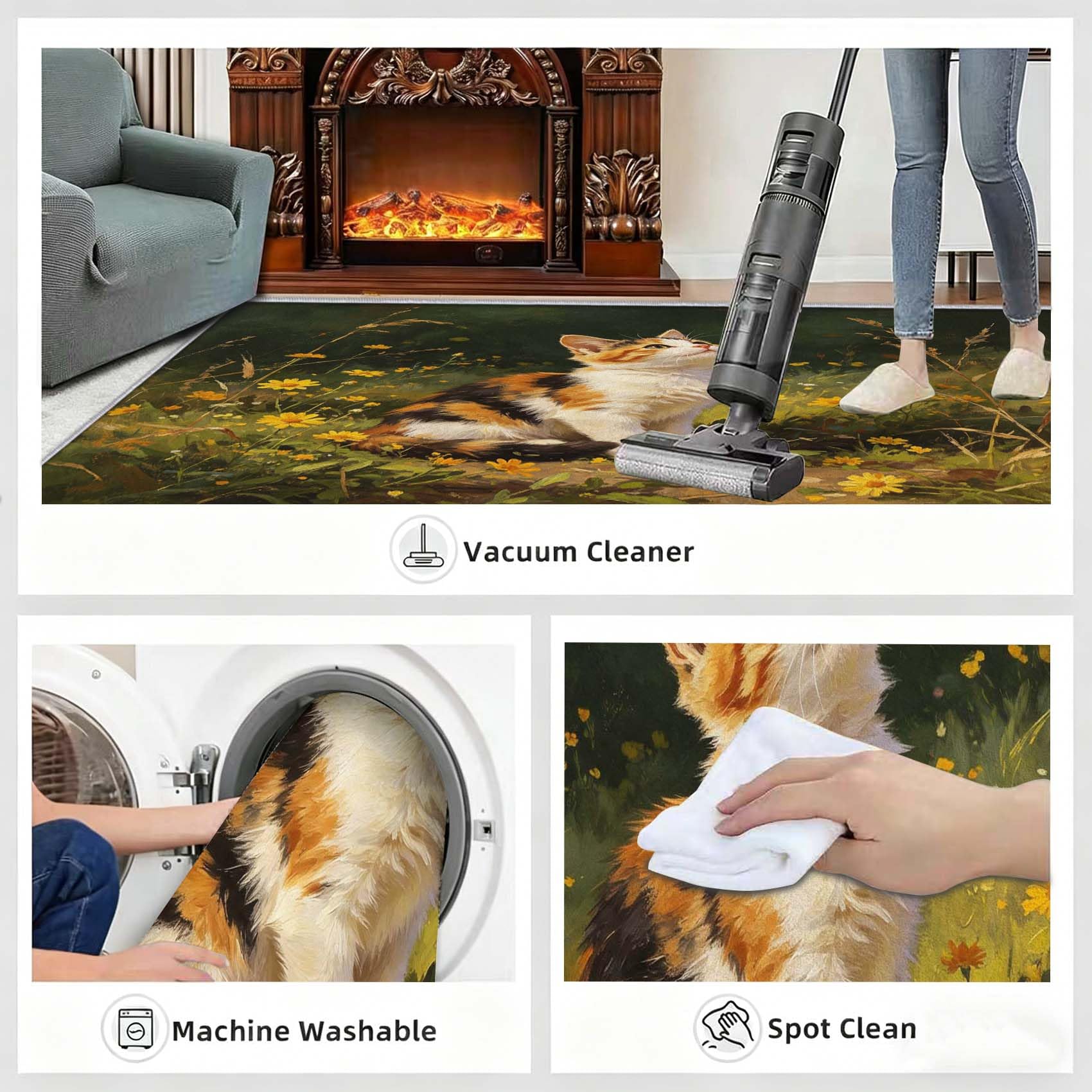 Grand Tapis de Salon Chambre 3D Chat, 200x300cm