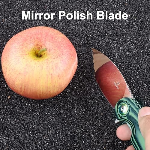 Miniatura 2 de Bulbasaur - Cuchillo de bolsillo plegable, 3.66 pulgadas Sandvik 14C28N hoja de pulido de espejo y mango G10, cuchillo de bloqueo para EDC