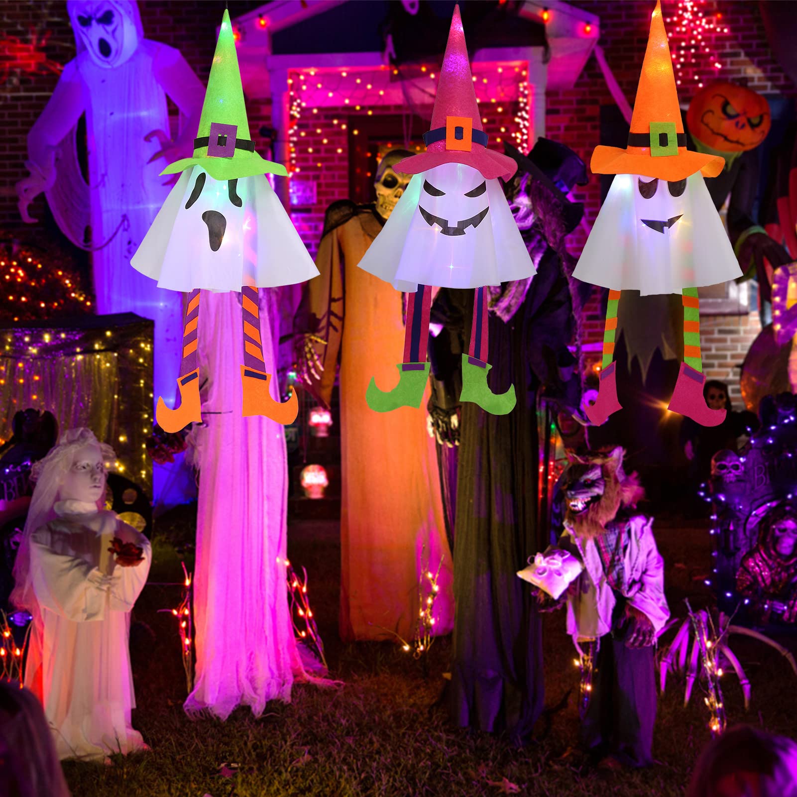 LED Halloween Geister-Deko - Leuchtende Geister Für Garten & Vorgarten Mit Bewegungsarmen
