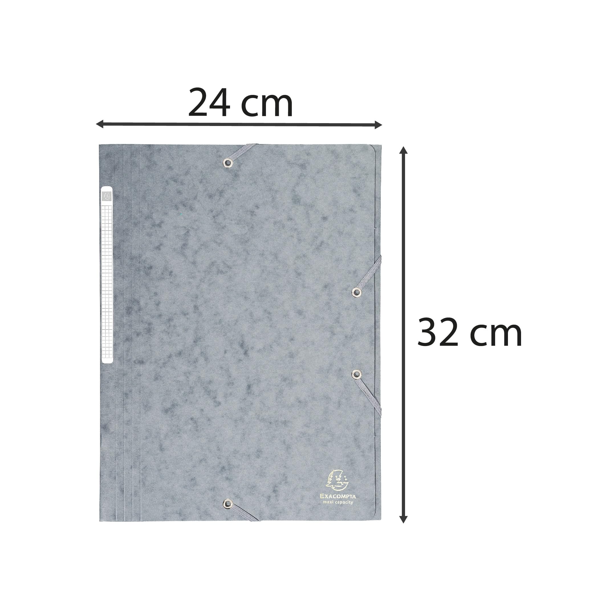 Exacompta 25 Chemises à Élastiques Maxi Capacity 24x32 cm A4 Gris