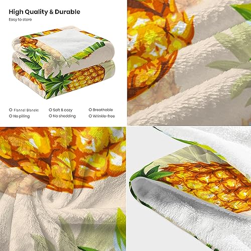 Miniatura 3 de Manta de piña dorada para sofá, manta de moda súper suave y acogedora, manta de forro polar de felpa, ligera y cálida, manta decorativa de franela