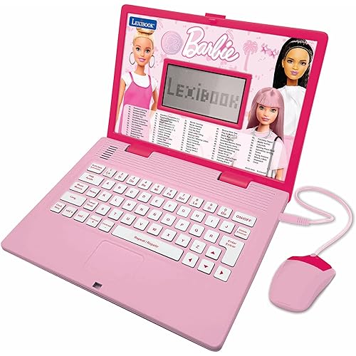 Lexibook Barbie, Educational and Bilingual Laptop in English/Spanish, Toy for Children with 124 Activities to Learn, Play Games and Music, Pink, JC598BBi2