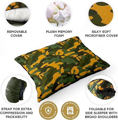 Miniatura 2 de Almohada de espuma viscoelástica de viaje y campamento  Almohada de campamento con funda lavable a máquina  Almohada de viaje con bolsa + correa